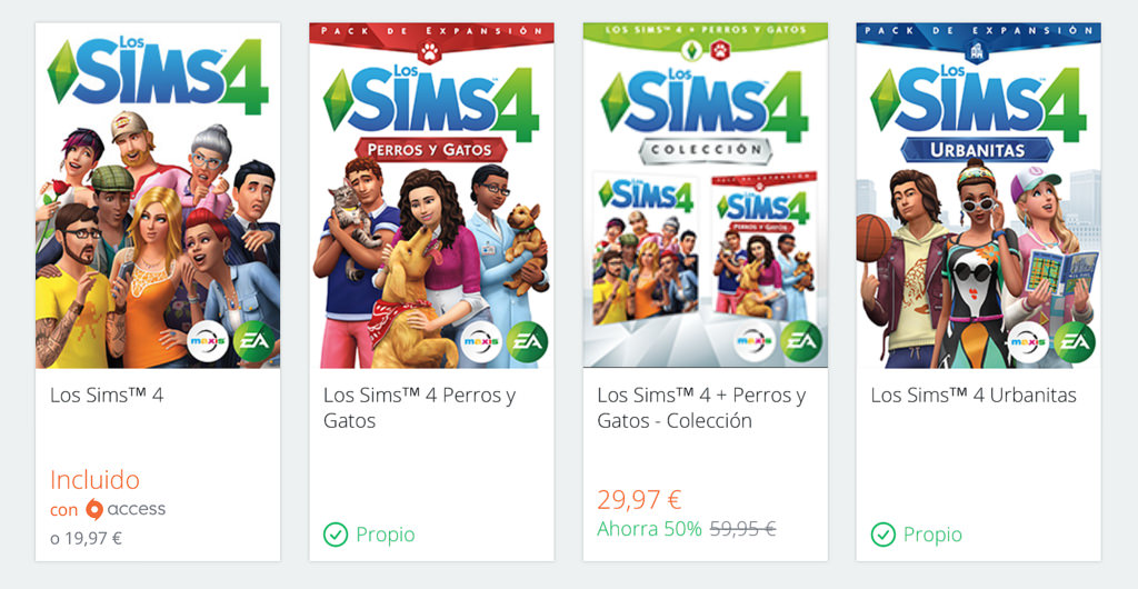 Ofertas de hasta el 50% en Los Sims 4 packs en Origin pekesims